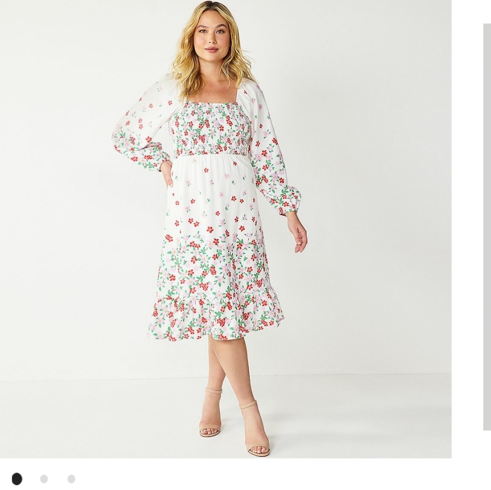 NWT Draper James RSVP Long Sleeve Floral Midi Dress